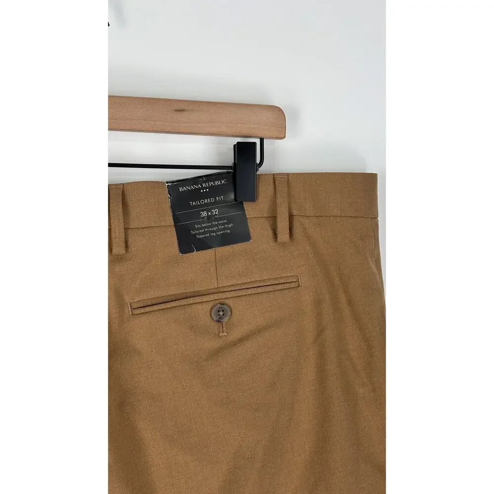 Banana Republic Tailored Fit Suit Trouser Pant Camel Mens Size 38x32 New